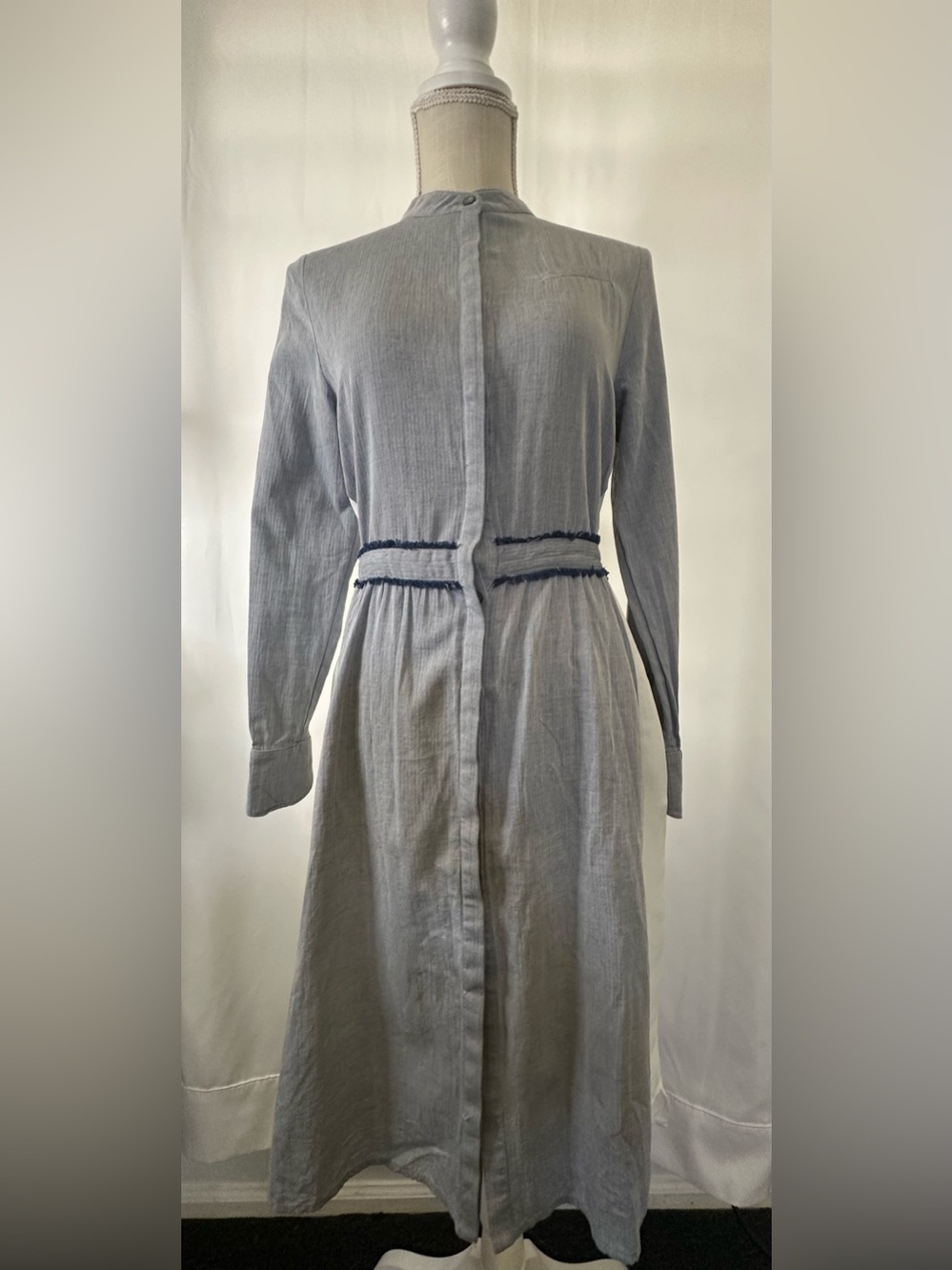 Rococo Since 1996 Buttondown Shirt Dress Size S Light Blue/white